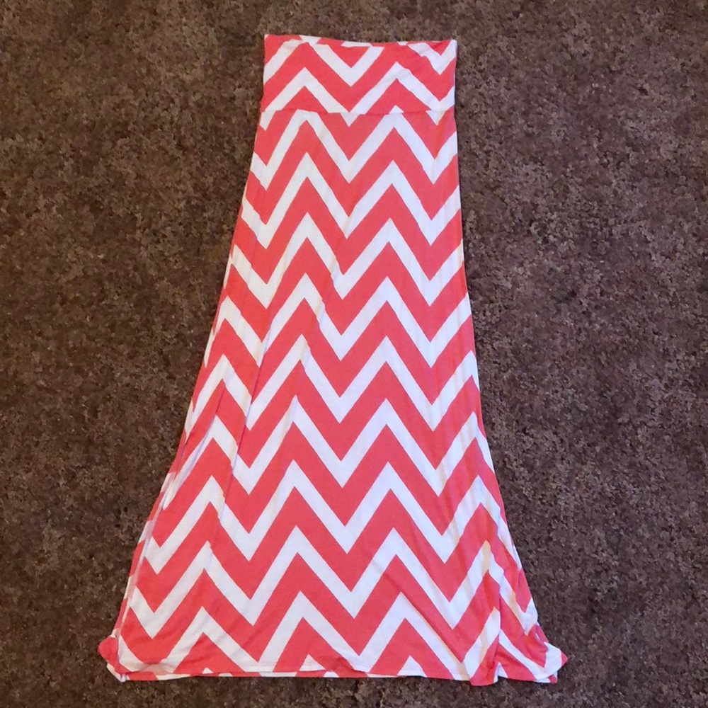 Chevron Print Maxi Skirt